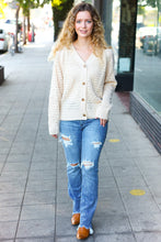 Load image into Gallery viewer, Follow Me Oatmeal Pointelle Knit Button Down Cardigan