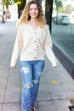 Load image into Gallery viewer, Follow Me Oatmeal Pointelle Knit Button Down Cardigan