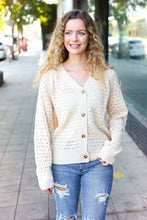 Load image into Gallery viewer, Follow Me Oatmeal Pointelle Knit Button Down Cardigan
