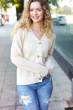 Load image into Gallery viewer, Follow Me Oatmeal Pointelle Knit Button Down Cardigan