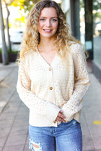 Load image into Gallery viewer, Follow Me Oatmeal Pointelle Knit Button Down Cardigan