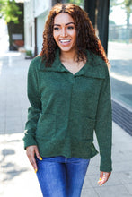 Load image into Gallery viewer, Easy Living Olive Textured Knit Notch Neck Oversized Collar Sweater