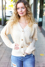 Load image into Gallery viewer, Follow Me Oatmeal Pointelle Knit Button Down Cardigan