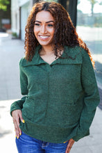 Load image into Gallery viewer, Easy Living Olive Textured Knit Notch Neck Oversized Collar Sweater