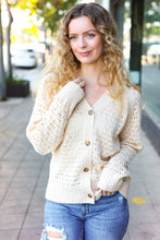Load image into Gallery viewer, Follow Me Oatmeal Pointelle Knit Button Down Cardigan