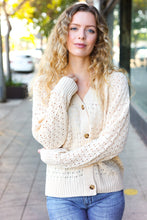 Load image into Gallery viewer, Follow Me Oatmeal Pointelle Knit Button Down Cardigan