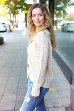Load image into Gallery viewer, Follow Me Oatmeal Pointelle Knit Button Down Cardigan