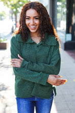 Load image into Gallery viewer, Easy Living Olive Textured Knit Notch Neck Oversized Collar Sweater