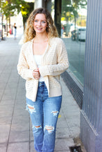 Load image into Gallery viewer, Follow Me Oatmeal Pointelle Knit Button Down Cardigan