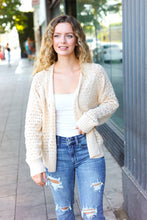 Load image into Gallery viewer, Follow Me Oatmeal Pointelle Knit Button Down Cardigan