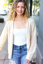 Load image into Gallery viewer, Follow Me Oatmeal Pointelle Knit Button Down Cardigan