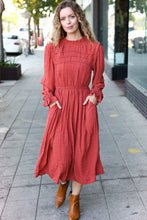 Load image into Gallery viewer, Love Found Rust Mock Neck Embossed Lined Dress