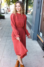 Load image into Gallery viewer, Love Found Rust Mock Neck Embossed Lined Dress