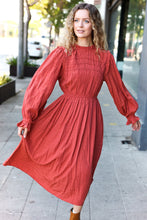 Load image into Gallery viewer, Love Found Rust Mock Neck Embossed Lined Dress