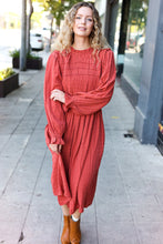 Load image into Gallery viewer, Love Found Rust Mock Neck Embossed Lined Dress