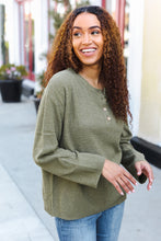 Load image into Gallery viewer, Beautiful You Moss Green Button Down Ribbed Sweater