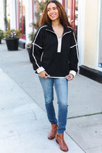 Load image into Gallery viewer, Catch Glances Black Cinched Waist Half Zip Up Fleece Jacket