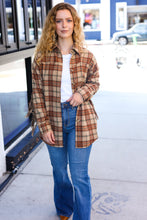 Load image into Gallery viewer, Boldly You Taupe & Rust Flannel Plaid Fringe Jacket