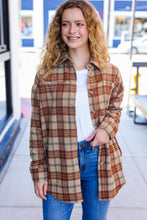Load image into Gallery viewer, Boldly You Taupe & Rust Flannel Plaid Fringe Jacket