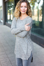 Load image into Gallery viewer, Casual Living Grey Two-Tone Tunic Side Slit Pullover