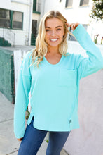 Load image into Gallery viewer, Eyes On You Seafoam Mineral Wash Rib Notch Neck Pocket Top