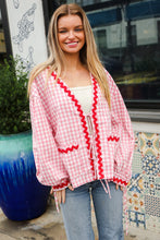 Load image into Gallery viewer, Spell Bound Red & Pink Cotton Ribbon Tie Gingham Pocket Jacket