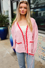 Load image into Gallery viewer, Spell Bound Red & Pink Cotton Ribbon Tie Gingham Pocket Jacket