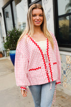 Load image into Gallery viewer, Spell Bound Red & Pink Cotton Ribbon Tie Gingham Pocket Jacket