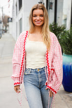 Load image into Gallery viewer, Spell Bound Red & Pink Cotton Ribbon Tie Gingham Pocket Jacket