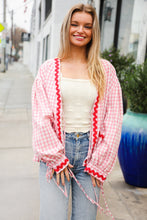 Load image into Gallery viewer, Spell Bound Red & Pink Cotton Ribbon Tie Gingham Pocket Jacket