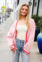 Load image into Gallery viewer, Spell Bound Red & Pink Cotton Ribbon Tie Gingham Pocket Jacket