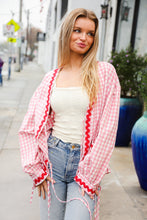 Load image into Gallery viewer, Spell Bound Red & Pink Cotton Ribbon Tie Gingham Pocket Jacket