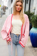 Load image into Gallery viewer, Spell Bound Red & Pink Cotton Ribbon Tie Gingham Pocket Jacket