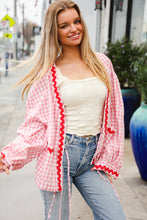 Load image into Gallery viewer, Spell Bound Red & Pink Cotton Ribbon Tie Gingham Pocket Jacket