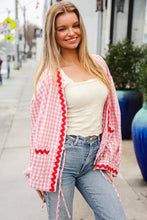 Load image into Gallery viewer, Spell Bound Red & Pink Cotton Ribbon Tie Gingham Pocket Jacket