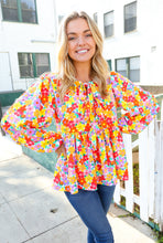 Load image into Gallery viewer, Chasing Dreams Ribbon Tie Bow Babydoll Puff Elastic Sleeve Floral Top