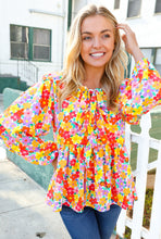 Load image into Gallery viewer, Chasing Dreams Ribbon Tie Bow Babydoll Puff Elastic Sleeve Floral Top