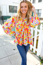 Load image into Gallery viewer, Chasing Dreams Ribbon Tie Bow Babydoll Puff Elastic Sleeve Floral Top