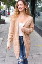 Load image into Gallery viewer, You Got This Oatmeal Striped Knit Open Cardigan