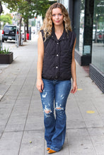 Load image into Gallery viewer, Weekend Ready Black Snap Button Quilted Puffer Vest