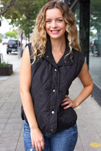 Load image into Gallery viewer, Weekend Ready Black Snap Button Quilted Puffer Vest