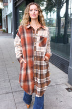 Load image into Gallery viewer, Stand Out Rust & Taupe Color Block Plaid Longline Shacket