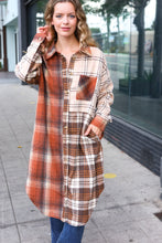 Load image into Gallery viewer, Stand Out Rust & Taupe Color Block Plaid Longline Shacket