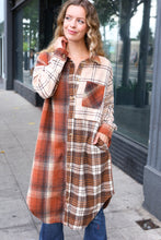 Load image into Gallery viewer, Stand Out Rust & Taupe Color Block Plaid Longline Shacket
