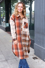 Load image into Gallery viewer, Stand Out Rust & Taupe Color Block Plaid Longline Shacket