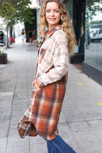 Load image into Gallery viewer, Stand Out Rust & Taupe Color Block Plaid Longline Shacket