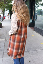 Load image into Gallery viewer, Stand Out Rust & Taupe Color Block Plaid Longline Shacket