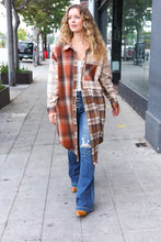 Load image into Gallery viewer, Stand Out Rust & Taupe Color Block Plaid Longline Shacket