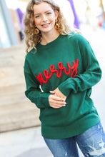 Load image into Gallery viewer, Be Merry Hunter Green Pop Up Lurex Sweater
