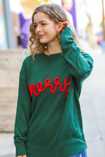 Load image into Gallery viewer, Be Merry Hunter Green Pop Up Lurex Sweater